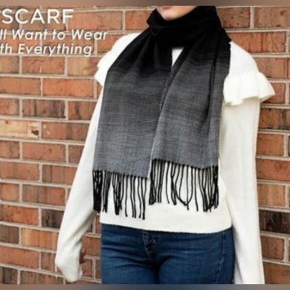 Luxury Cashmere Feel Scarf Soft Fringe Classic Colorblock Women’s Scarf 62"×12" - Picture 3 of 11